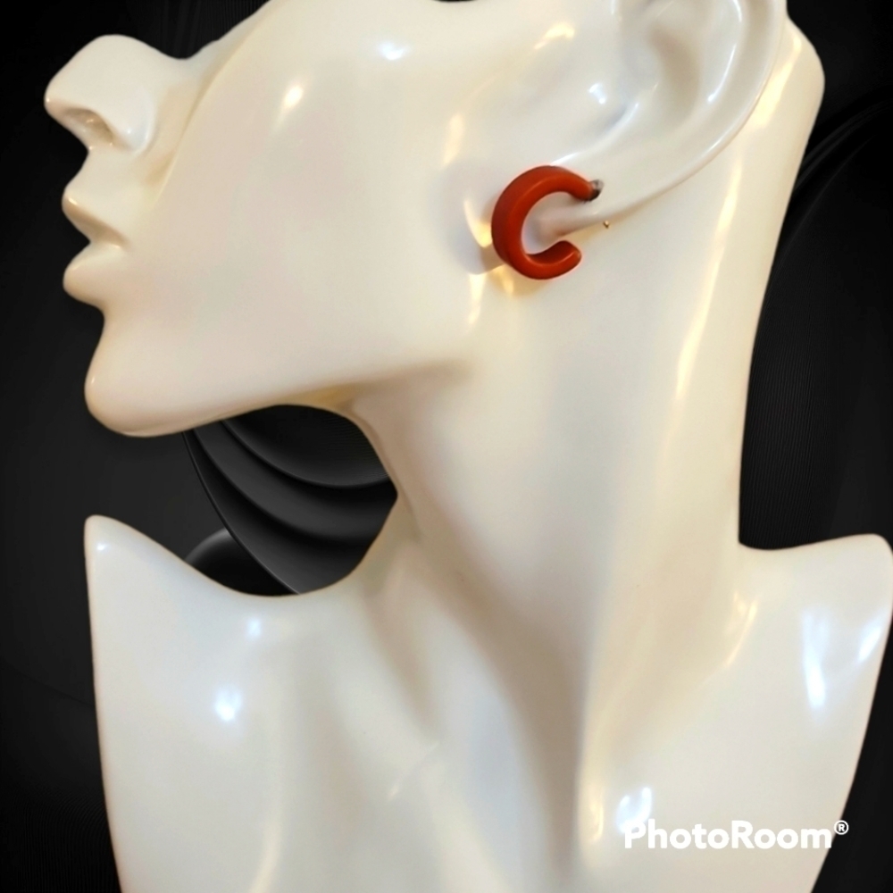 3/$30 VTG Red Acrylic Holiday Hoop Post Earrings